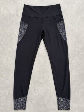 Athleta High Rise Black Geo Pocket Leggings Size Small